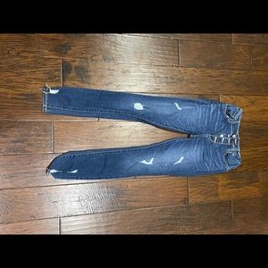 High-Waisted, Button up, super skinny jeggjngs, ripped, girls size 14